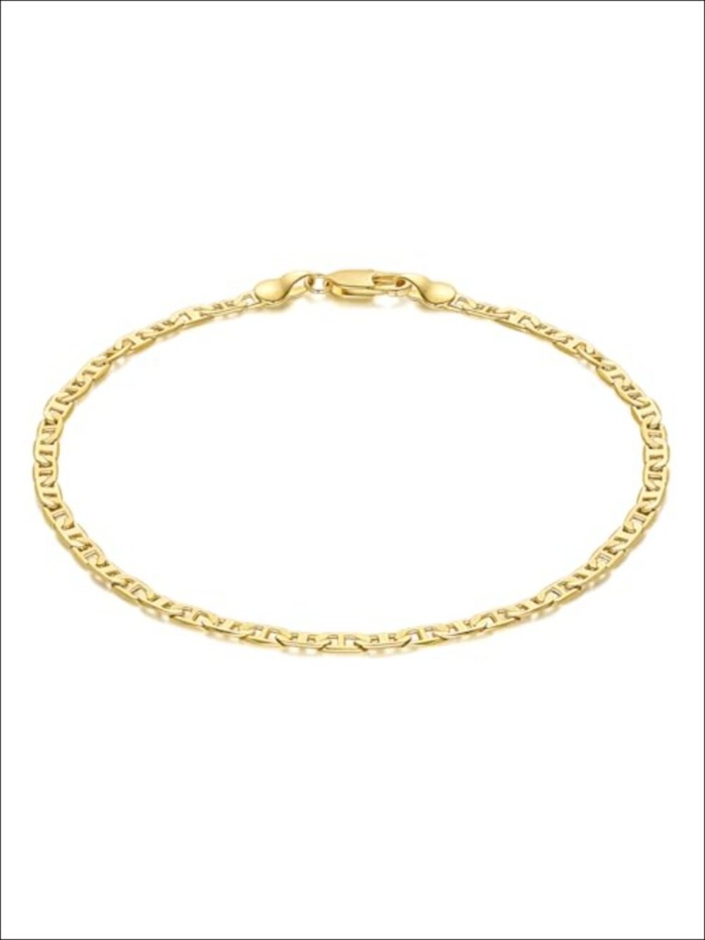 14K Gold Plated Mariner Chain Anklet 9-11" Waterproof Lobster Clasp